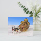 Dinky Bears auf Dog Sled Postkarte (Stehend Vorderseite)