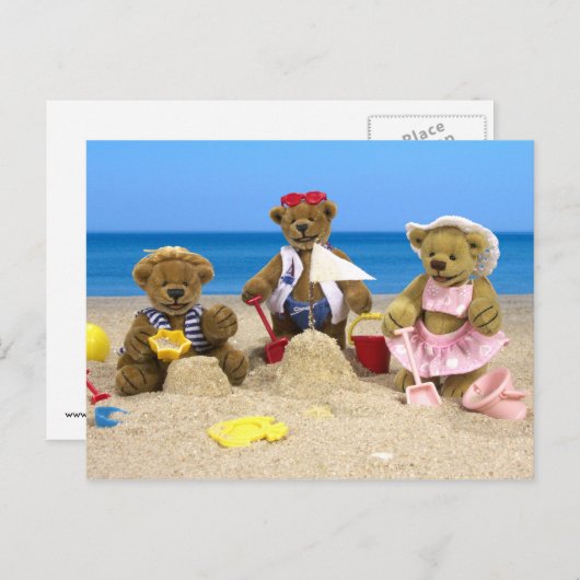 Dinky Bears Beach Fun Postkarte (Vorne/Hinten)