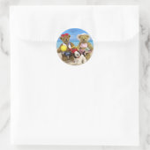 Dinky Bears Day am Strand Runder Aufkleber (Tasche)