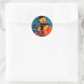 Dinky Bears Flying Hexe Runder Aufkleber (Tasche)