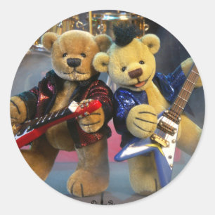 Dinky Bears Guitar Duet Runder Aufkleber