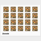 Dinky Bears Halloween Time Quadratischer Aufkleber (Blatt)