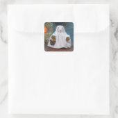 Dinky Bears Little Ghost Quadratischer Aufkleber (Tasche)