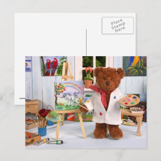 Dinky Bears: Little Painter Postkarte (Vorne/Hinten)