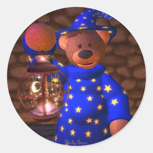 Dinky Bears Little Wizard Runder Aufkleber (Vorderseite)