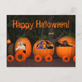 Dinky Bears Pumpkin Train Postkarte