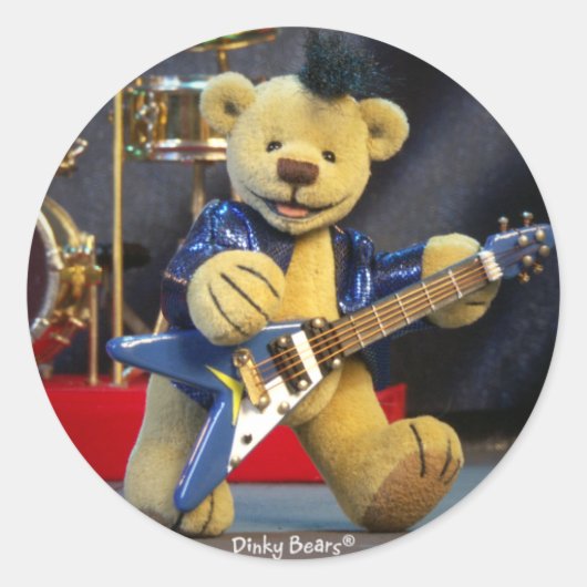 Dinky Bears: Rockstar Runder Aufkleber (Vorderseite)
