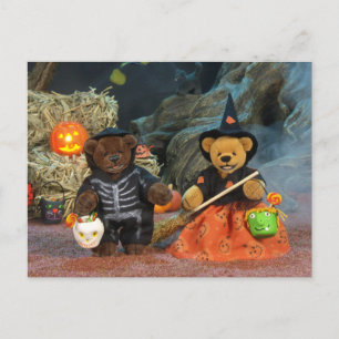 Dinky Bears Skeleton & Hexe Postkarte