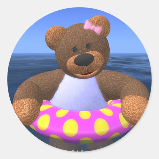 Dinky Bears Water Fun Runder Aufkleber (Vorderseite)
