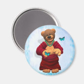 Dinky Buddha Bear mit Schmetterlingen Magnet (Vorderseite/Rückseite)
