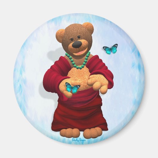 Dinky Buddha Bear mit Schmetterlingen Magnet (Vorne)