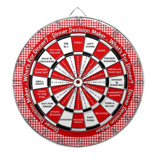 Dinner Decision Maker in Red Checkered Tableclout Dartscheibe (vorne)