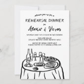 Dinner der Probe mit Whimsikhandzeichnung nach Maß Einladung (Vorderseite)