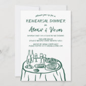Dinner der Probe mit Whimsikhandzeichnung nach Maß Einladung (Vorderseite)