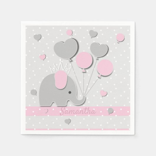 Dinner Elephant Balloons Nursery Gift Serviette (Vorderseite)