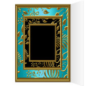 Dinner Menu Card Aquamarin Blue Gold Black (Innen (Links))