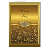 Dinner Menu Card Gold Damask Flora (Vorne)