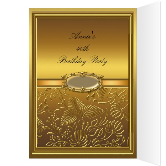 Dinner Menu Card Gold Damask Flora (Innen (Links))