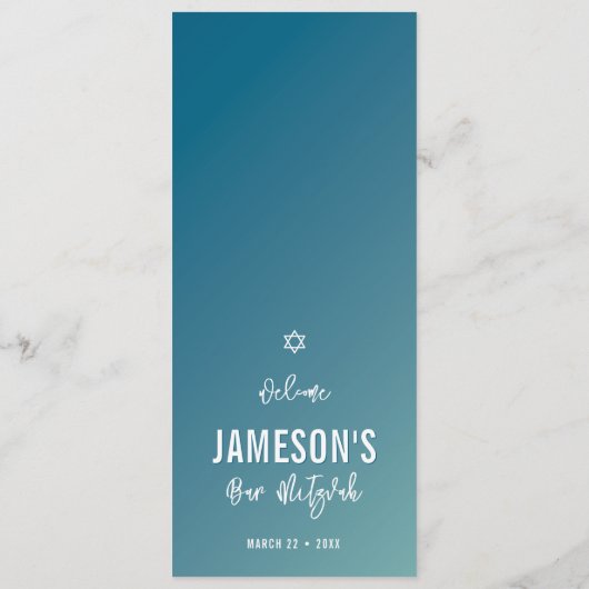 DINNER MENU Moderne Stern blauer Minze ombre Farbv Menükarte (Rückseite)