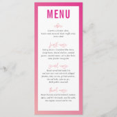 DINNER MENU Moderner Star hübsch rosa Ober Farbver Menükarte (Vorderseite)