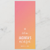 DINNER MENU Moderner Stern rosa gelber Ober Farbve Menükarte (Rückseite)