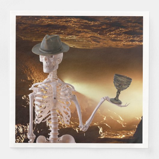 Dinner Napkins, "Indy" Knochen Halloween Skelett Serviette (Vorderseite)