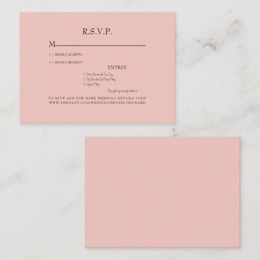 Dinner-Optionen zum Hochzeitsessen RSVP-Einschließ Begleitkarte (Vorne/Hinten)