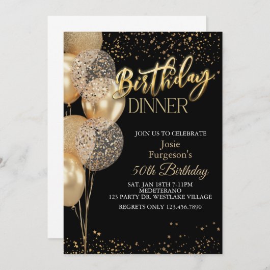 Dinner Party, Any Age, Birthday Dinner Einladung (Vorne/Hinten)