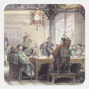Dinner Party at a Mandarin's House, from 'China in Quadratischer Aufkleber
