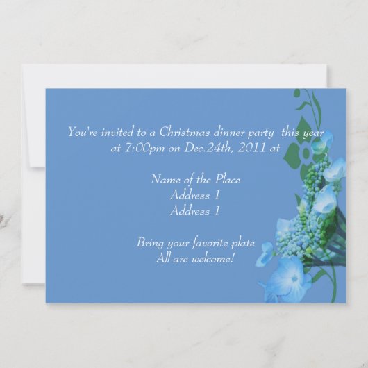 Dinner Party Blue Hydrangea Blume Einladung (Rückseite)