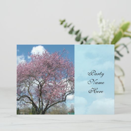 Dinner Party Frühling Kirschblüte Baum Einladung (Stehend Vorderseite)