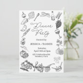 Dinner Party, Minimalist Party, Birthday Dinner, Einladung (Stehend Vorderseite)