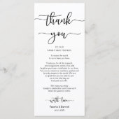 Dinner Place Einstellung Vielen Dank, Black Script Programm (Vorderseite)