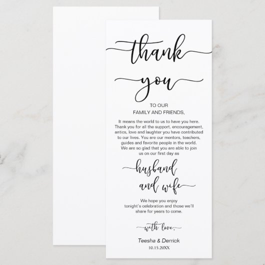 Dinner Place Setting Vielen Dank, Black Script Car Programm (Vorne/Hinten)