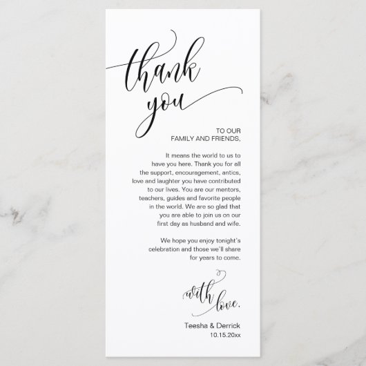 Dinner Place Setting Vielen Dank, Moderne Script C Programm (Vorderseite)