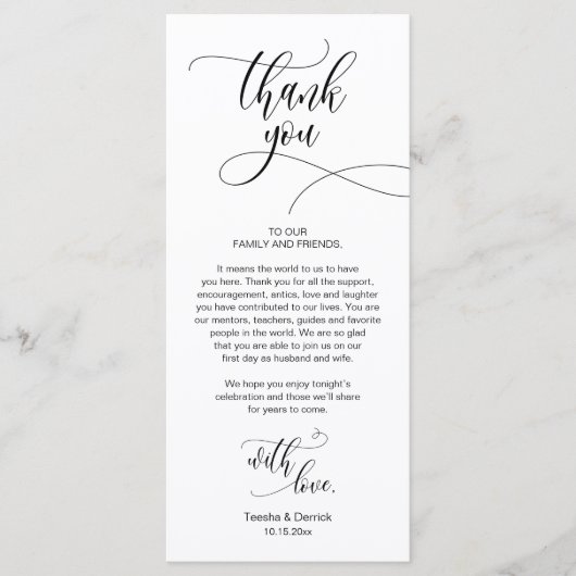 Dinner Place Setting Vielen Dank, Moderne Script C Programm (Vorderseite)