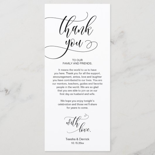 Dinner Place Setting Vielen Dank, Moderne Script C Programm (Vorderseite)