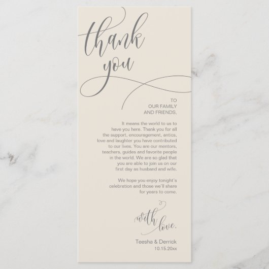 Dinner Place Setting Vielen Dank, Moderne Script C Programm (Vorderseite)