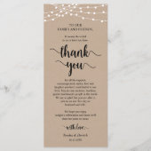 Dinner Place Setting Vielen Dank, Rustic Kraft Car Programm (Vorderseite)