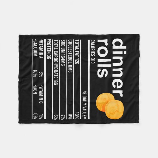 Dinner Rolls Nutrition Facts Apparel Funny Thanksg Fleecedecke (Vorderseite (Horizontal))