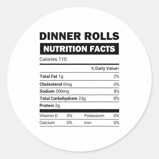 Dinner Rolls Nutrition Facts Family Matching Chris Runder Aufkleber (Vorderseite)