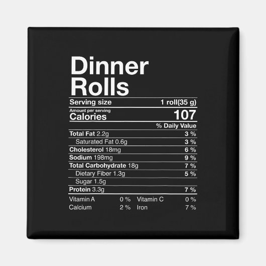 Dinner Rolls Nutrition Fakten Erntedank Geschenke Magnet (Vorne)