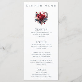 Dinner und Bar Menu Moderne Herz geformt Rose Menükarte