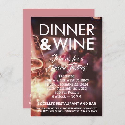 Dinner & Wine Degustation Custom Flyer Einladung (Vorne/Hinten)