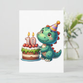 Dino 10. Geburtstag Einladung (Stehend Vorderseite)