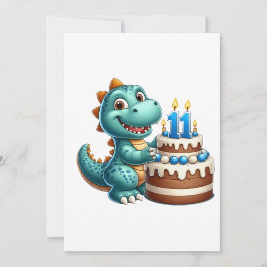 Dino 11. Geburtstag Einladung (Vorderseite)