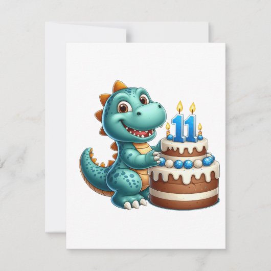 Dino 11. Geburtstag Einladung (Vorderseite)