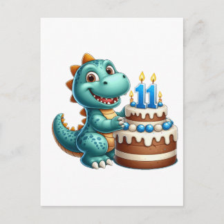 Dino 11. Geburtstag Einladungspostkarte