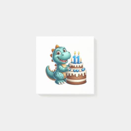 Dino 11. Geburtstag Post-it Klebezettel (Vorderseite)