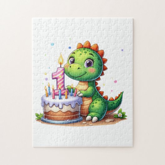 Dino 1. Geburtstag Puzzle (Vertikal)